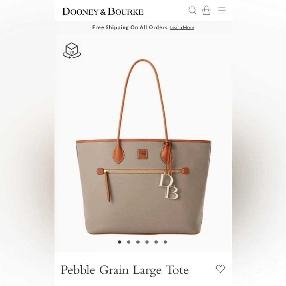 Dooney & Bourke Pebble Grain Grey/Taupe and Tan leather Large Tote bag
